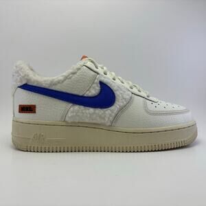 NIKE AIR Force 1 Low 07’ Sherpa Fleece Sail Racer Blue Shoes Womens Size 7.5